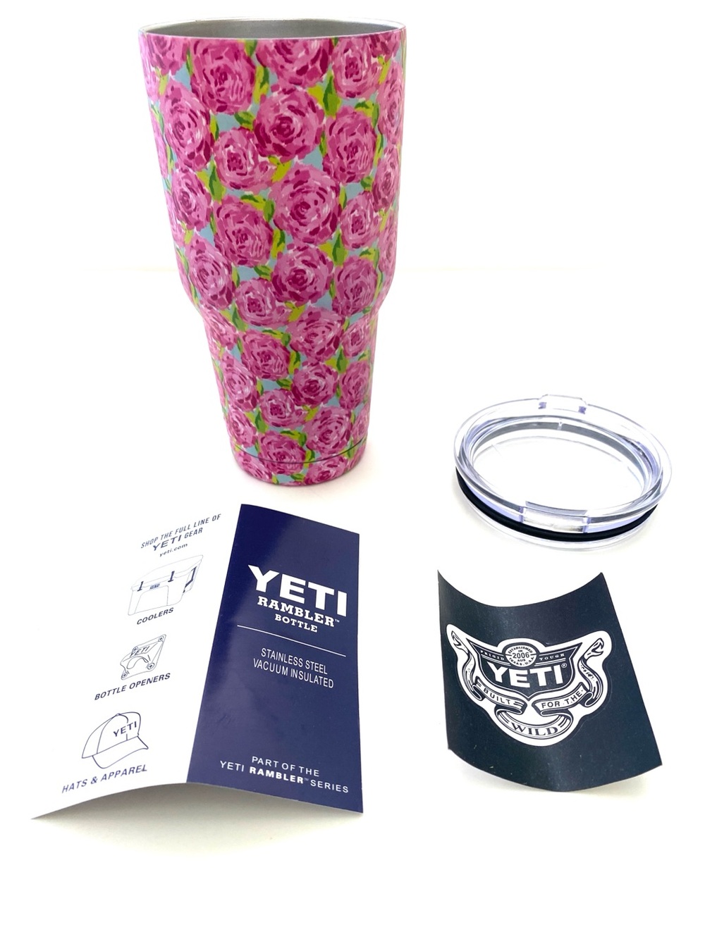 Yeti Lilly Pulitzer Inspired Pink Rose 30oz Stainless Steel Tumbler NWT